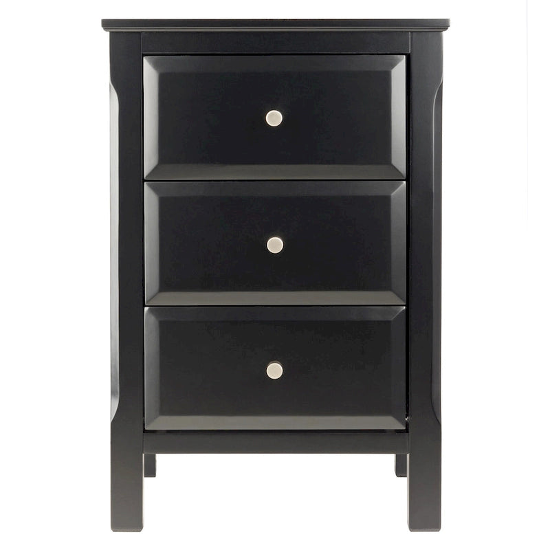 Black Wooden Nightstand Accent Table with 3 Spacious Storage Drawers - 15.75L x 15.75W x 23.63H 8