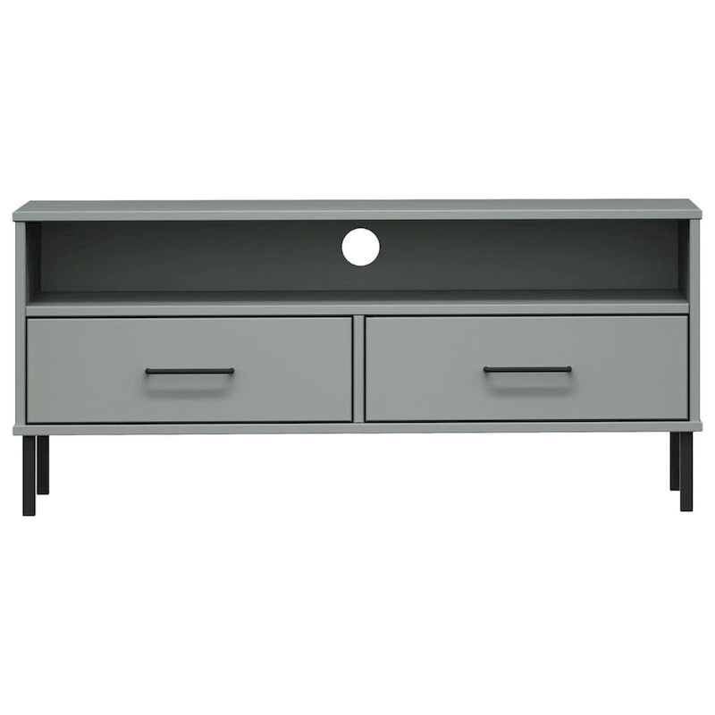 vidaXL TV Stand TV Console TV Console with Metal Legs Solid Wood Pine OSLO - 41.7 x 15.7 x 18.3 3