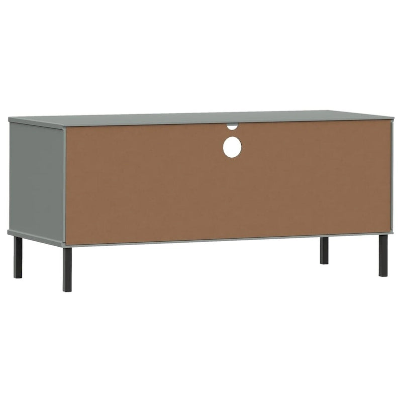 vidaXL TV Stand TV Console TV Console with Metal Legs Solid Wood Pine OSLO - 41.7 x 15.7 x 18.3 4