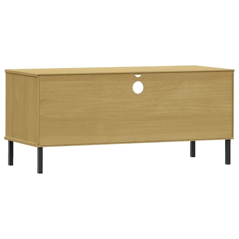 vidaXL TV Stand TV Console TV Console with Metal Legs Solid Wood Pine OSLO - 41.7 x 15.7 x 18.3 10