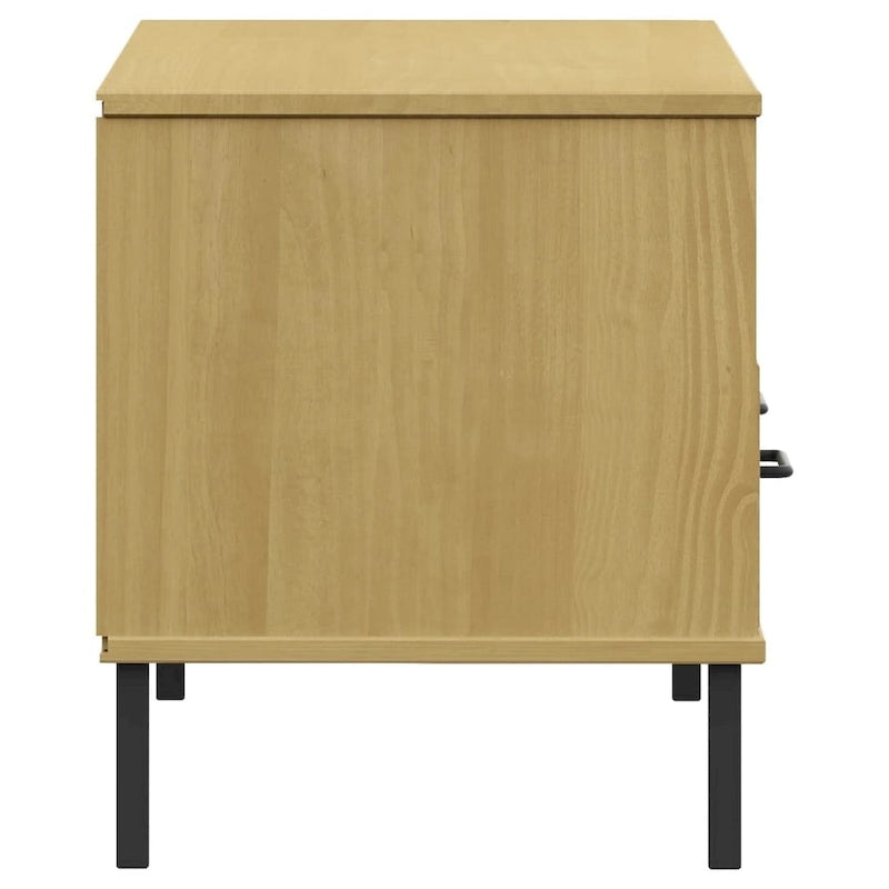 vidaXL TV Stand TV Console TV Console with Metal Legs Solid Wood Pine OSLO - 41.7 x 15.7 x 18.3 11