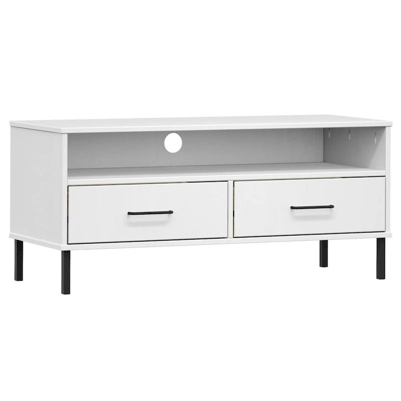 vidaXL TV Stand TV Console TV Console with Metal Legs Solid Wood Pine OSLO - 41.7 x 15.7 x 18.3 14
