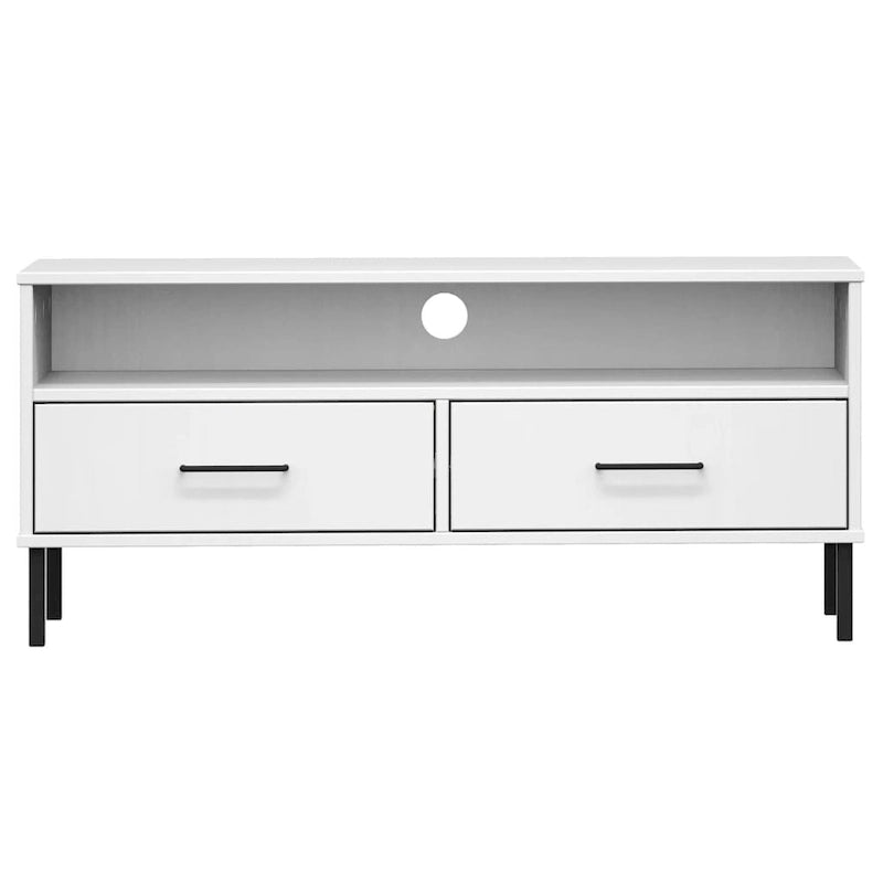 vidaXL TV Stand TV Console TV Console with Metal Legs Solid Wood Pine OSLO - 41.7 x 15.7 x 18.3 15