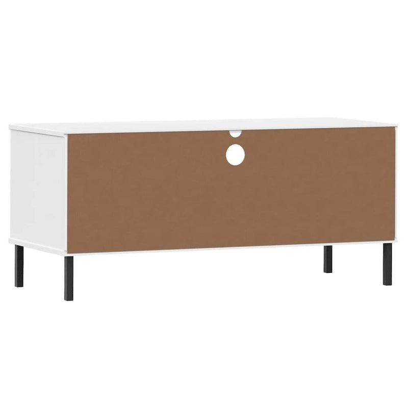 vidaXL TV Stand TV Console TV Console with Metal Legs Solid Wood Pine OSLO - 41.7 x 15.7 x 18.3 16