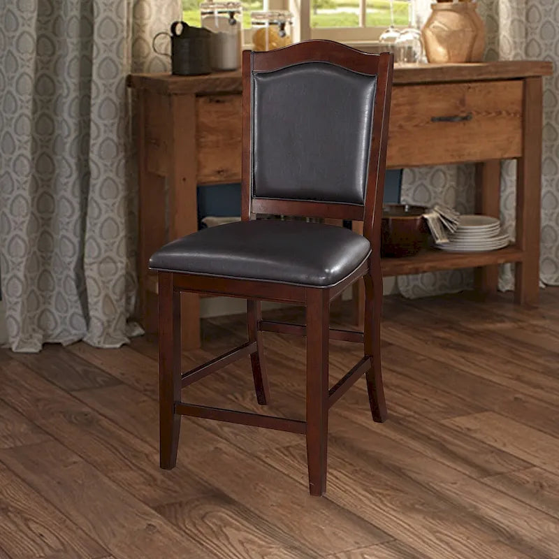 Wooden Armless High Chair, Espresso Brown & Black, Set of 2 - 42 H x 23 W x 20 L Inches 7