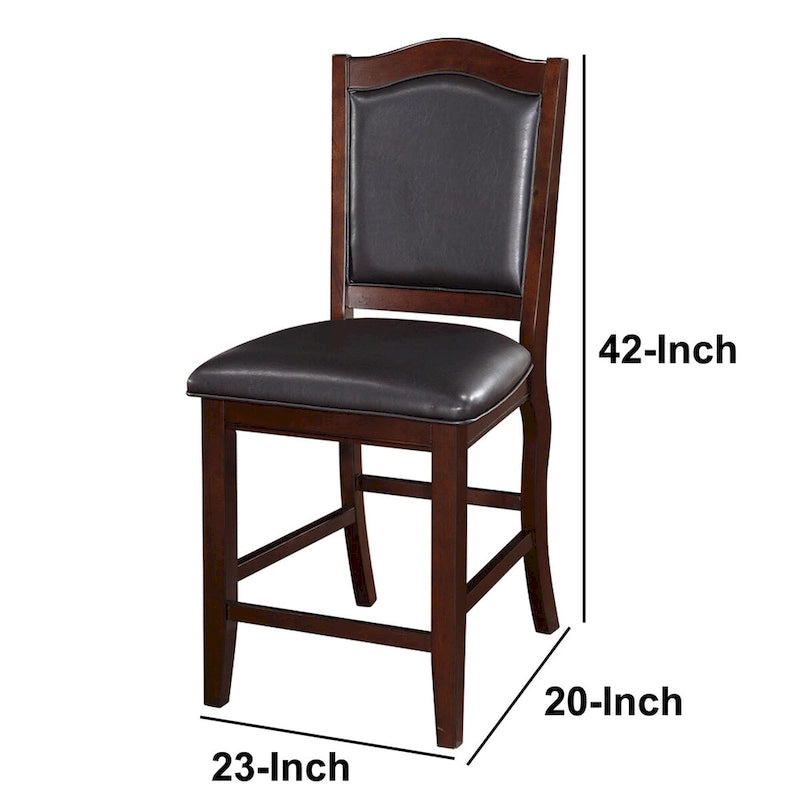 Wooden Armless High Chair, Espresso Brown & Black, Set of 2 - 42 H x 23 W x 20 L Inches 6
