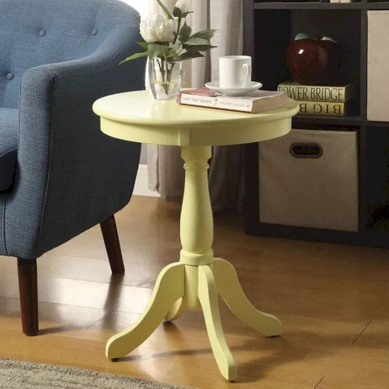 Traditional Style Wooden Round Side Table with Turned Pedestal Base - 22 H x 18 W x 18 L Inches 6