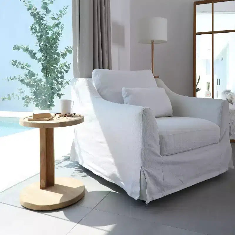 Nordic Teak Natural C Shaped Side Table - Beige