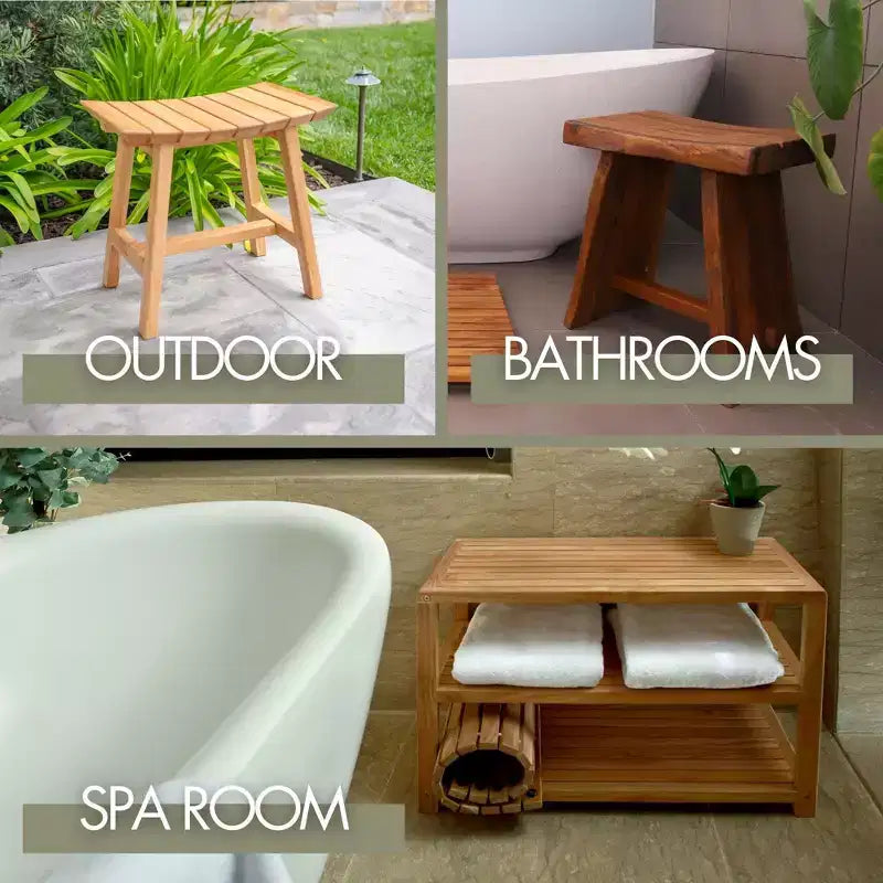 Tavolino Laterale a C in Teak Nordico Naturale - Beige 10