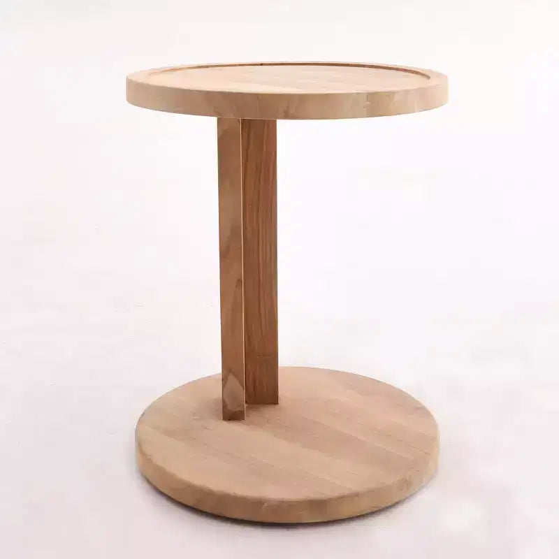 Tavolino Laterale a C in Teak Nordico Naturale - Beige 12