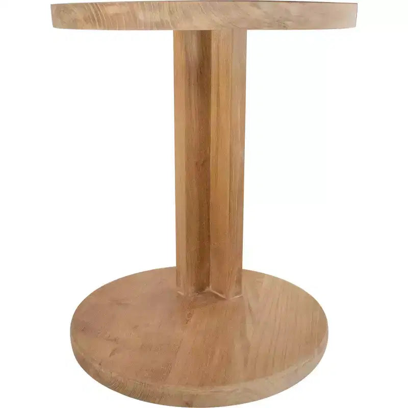 Tavolino Laterale a C in Teak Nordico Naturale - Beige 15