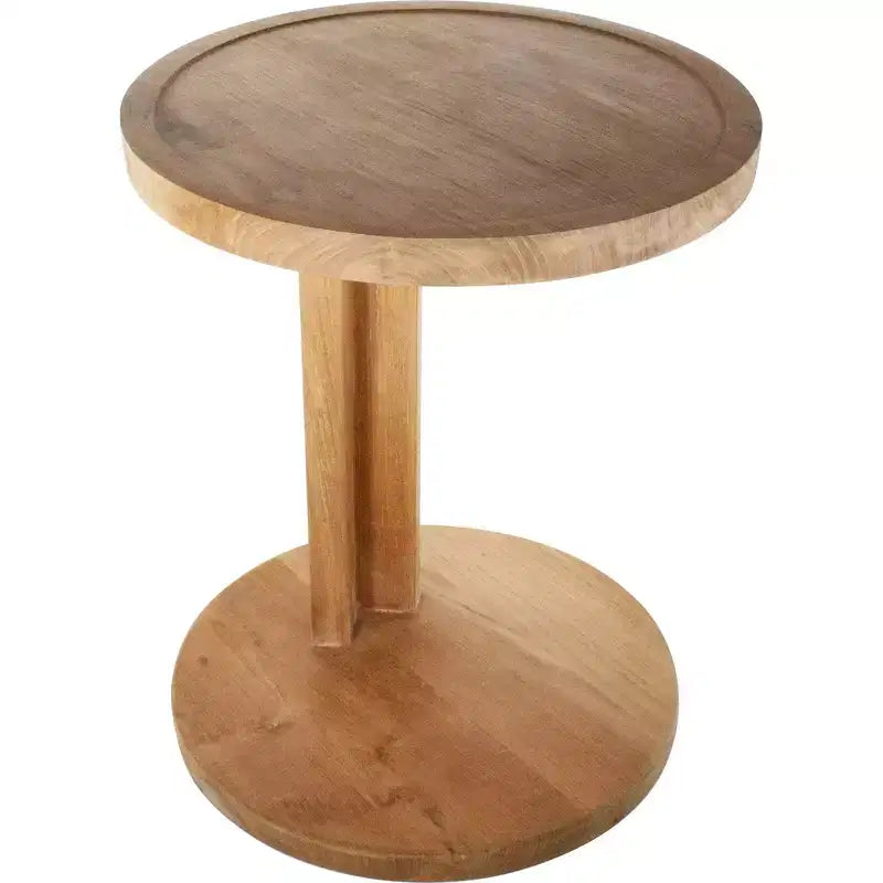 Tavolino Laterale a C in Teak Nordico Naturale - Beige