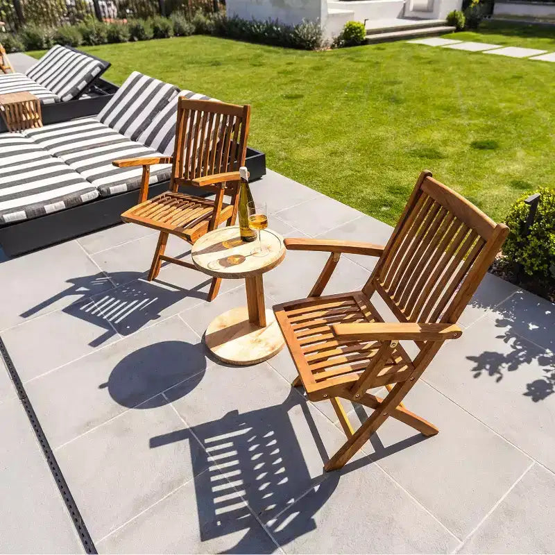 Tavolino Laterale a C in Teak Nordico Naturale - Beige 3