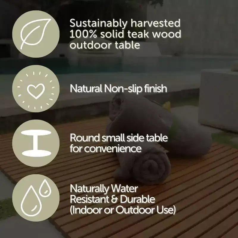 Tavolino Laterale a C in Teak Nordico Naturale - Beige 6