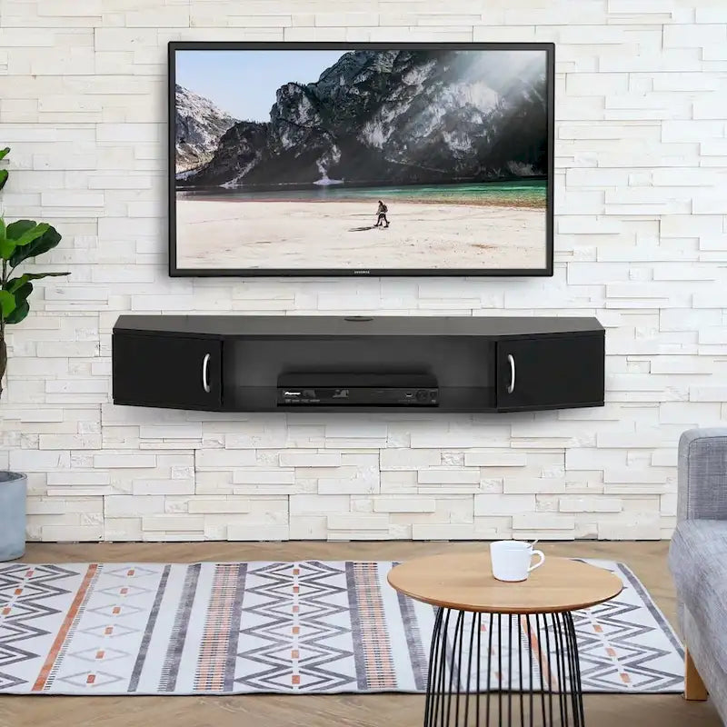 FITUEYES Wall Mounted TV Media Console Floating Desk Storage Hutch - 43.3