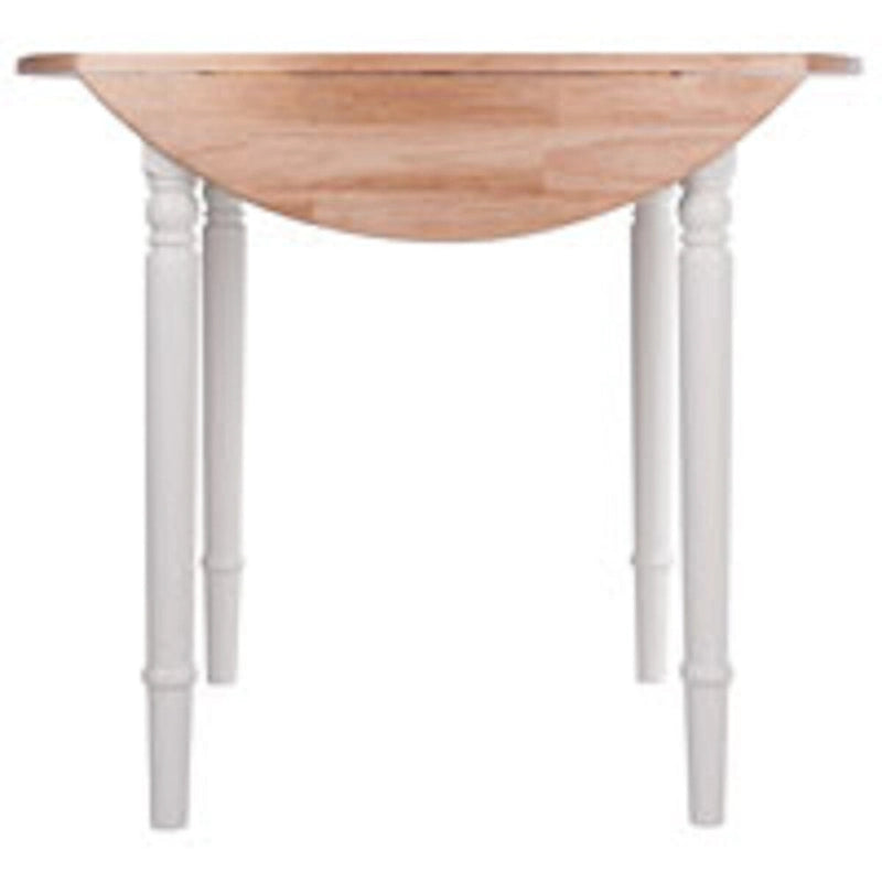 Tavolo rotondo allungabile da 30 pollici beige e bianco 3