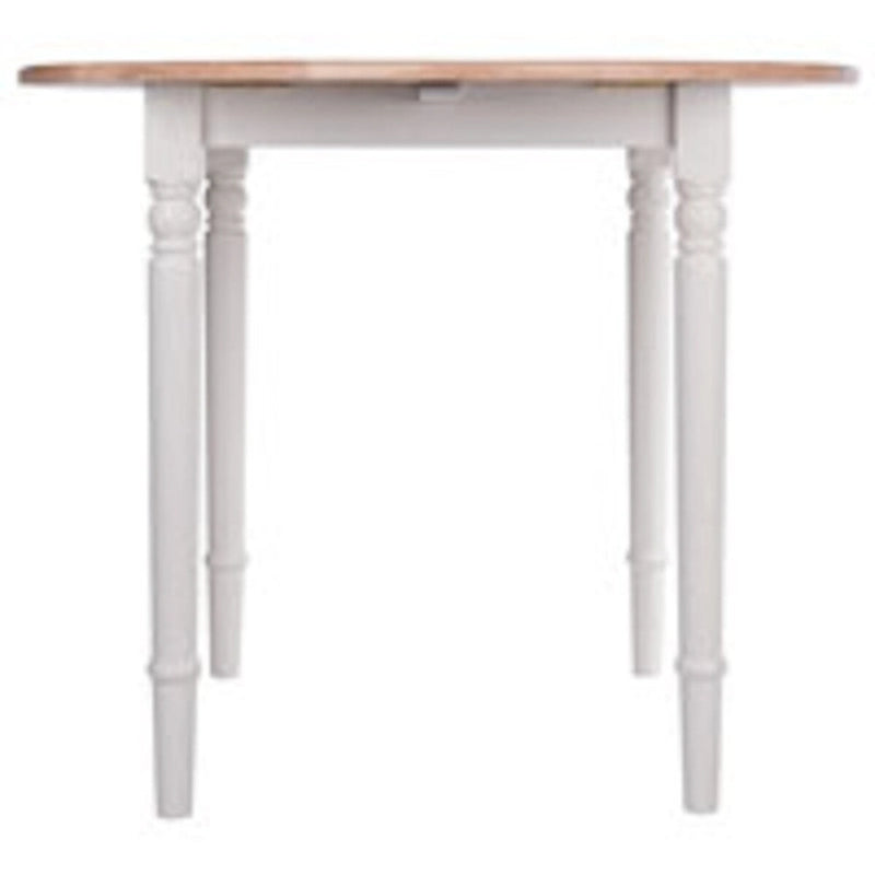 Tavolo rotondo allungabile da 30 pollici beige e bianco 5