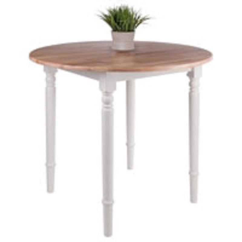 Tavolo rotondo allungabile da 30 pollici beige e bianco 6