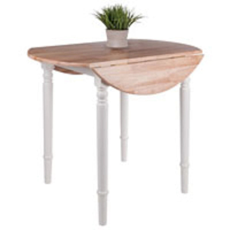 Tavolo rotondo allungabile da 30 pollici beige e bianco 7