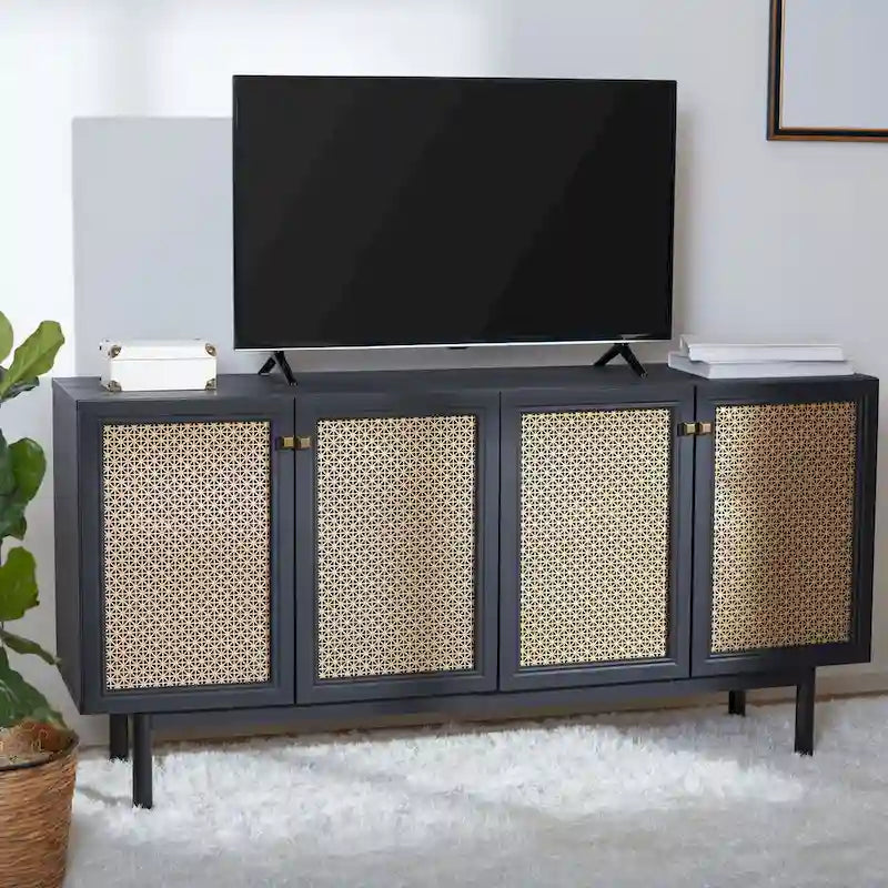 SAFAVIEH Micaela 63-inch 4-Door Storage Media TV Stand - 63.1 W x 16.3 D x 31.7 H - 63Wx16Dx32H