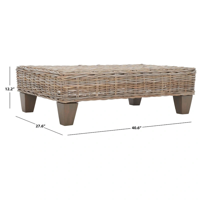 SAFAVIEH Caron Washed Natural Wicker Bench - 41 W x 28 D x 12 H - 41Wx28Dx12H 7