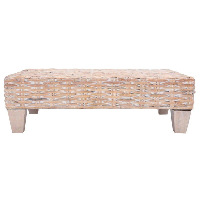 SAFAVIEH Caron Washed Natural Wicker Bench - 41 W x 28 D x 12 H - 41Wx28Dx12H 12