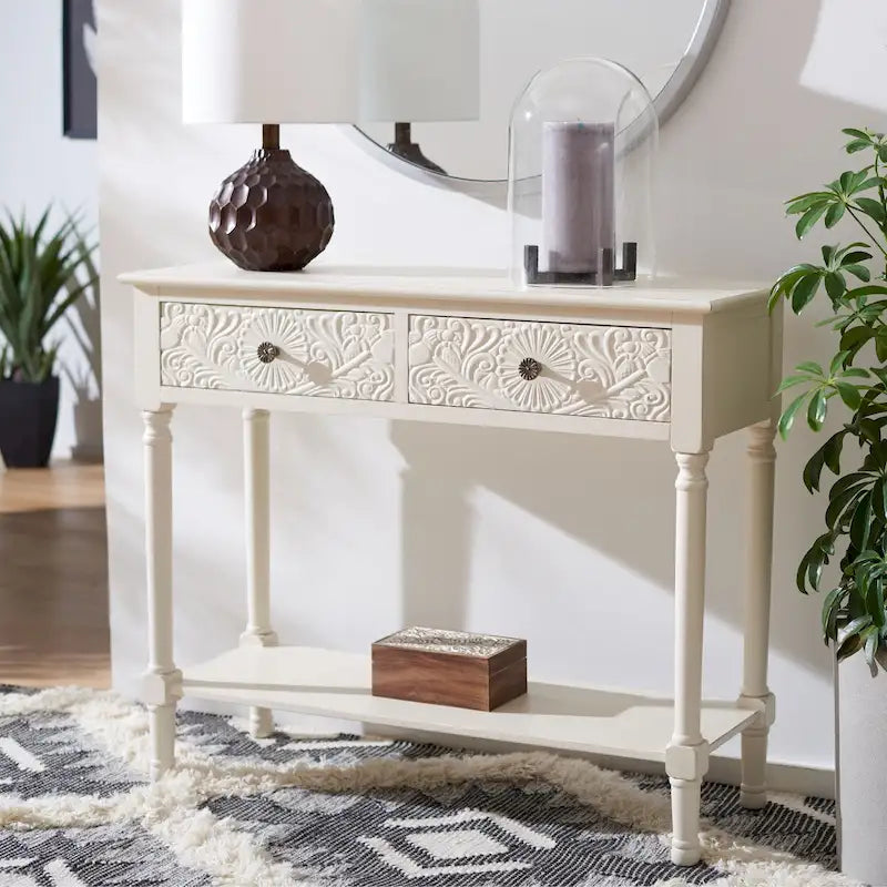 SAFAVIEH Leonia 2-Drawer Console Table - 35.5 W x 13 L x 29.5 H - 36Wx13Dx30H 36