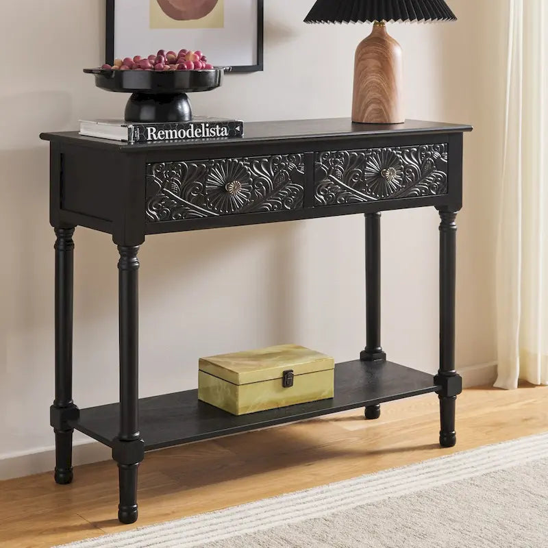 SAFAVIEH Leonia 2-Drawer Console Table - 35.5 W x 13 L x 29.5 H - 36Wx13Dx30H 3