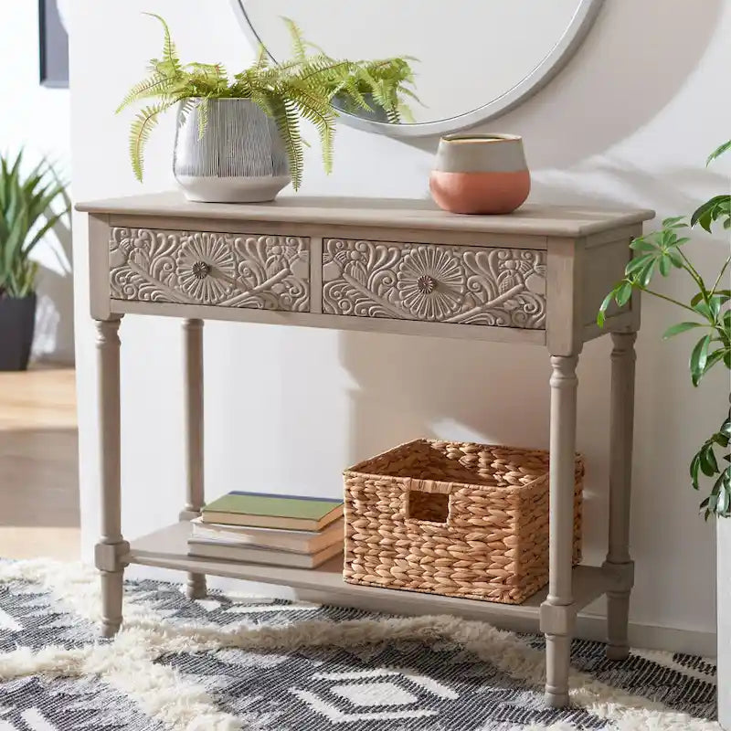 SAFAVIEH Leonia 2-Drawer Console Table - 35.5 W x 13 L x 29.5 H - 36Wx13Dx30H 16