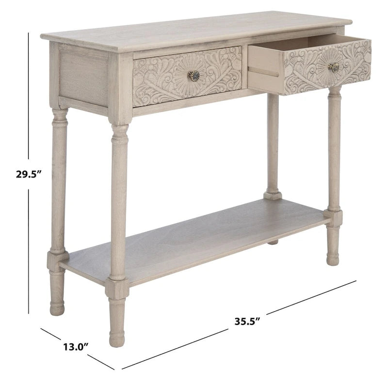 SAFAVIEH Leonia 2-Drawer Console Table - 35.5 W x 13 L x 29.5 H - 36Wx13Dx30H 27