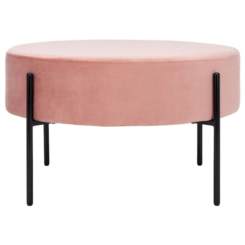 SAFAVIEH Shianne Round Velvet Cocktail Ottoman 32