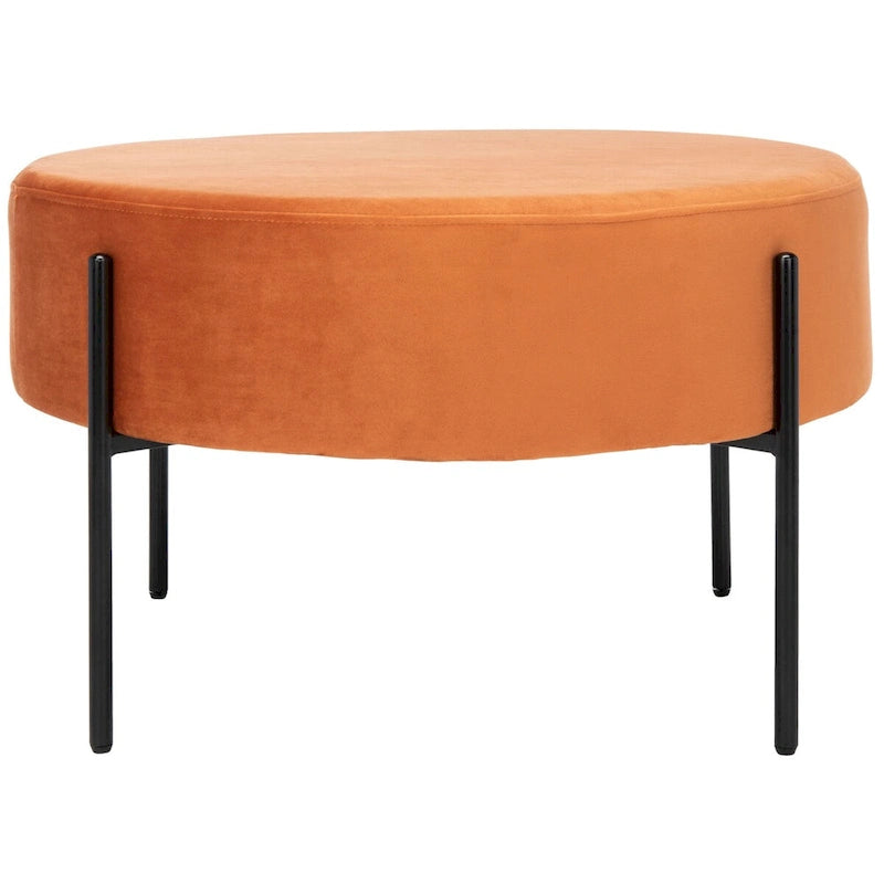 SAFAVIEH Shianne Round Velvet Cocktail Ottoman 5