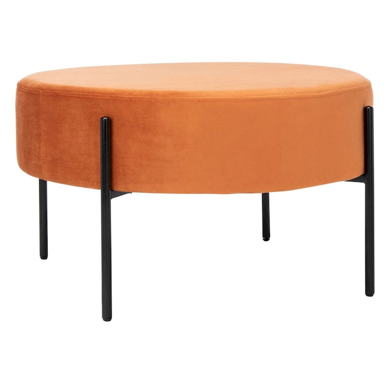 SAFAVIEH Shianne Round Velvet Cocktail Ottoman 6