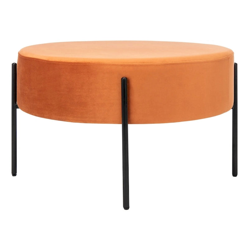 SAFAVIEH Shianne Round Velvet Cocktail Ottoman 7