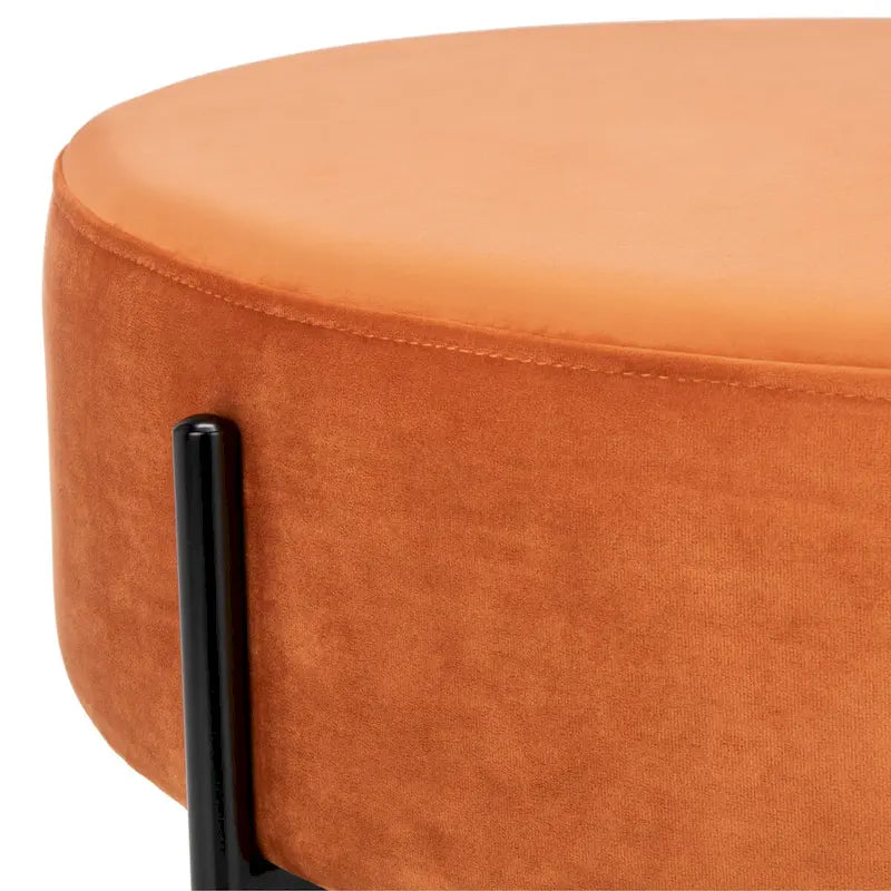 SAFAVIEH Shianne Round Velvet Cocktail Ottoman 9