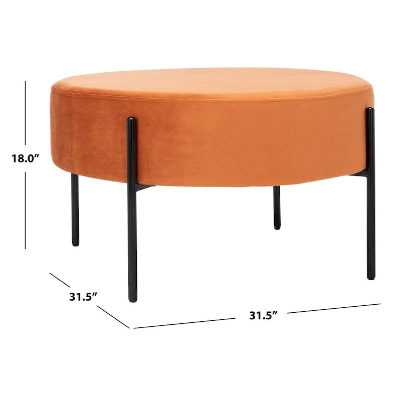 SAFAVIEH Shianne Round Velvet Cocktail Ottoman 10