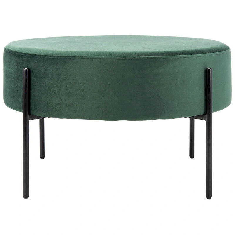 SAFAVIEH Shianne Round Velvet Cocktail Ottoman 12
