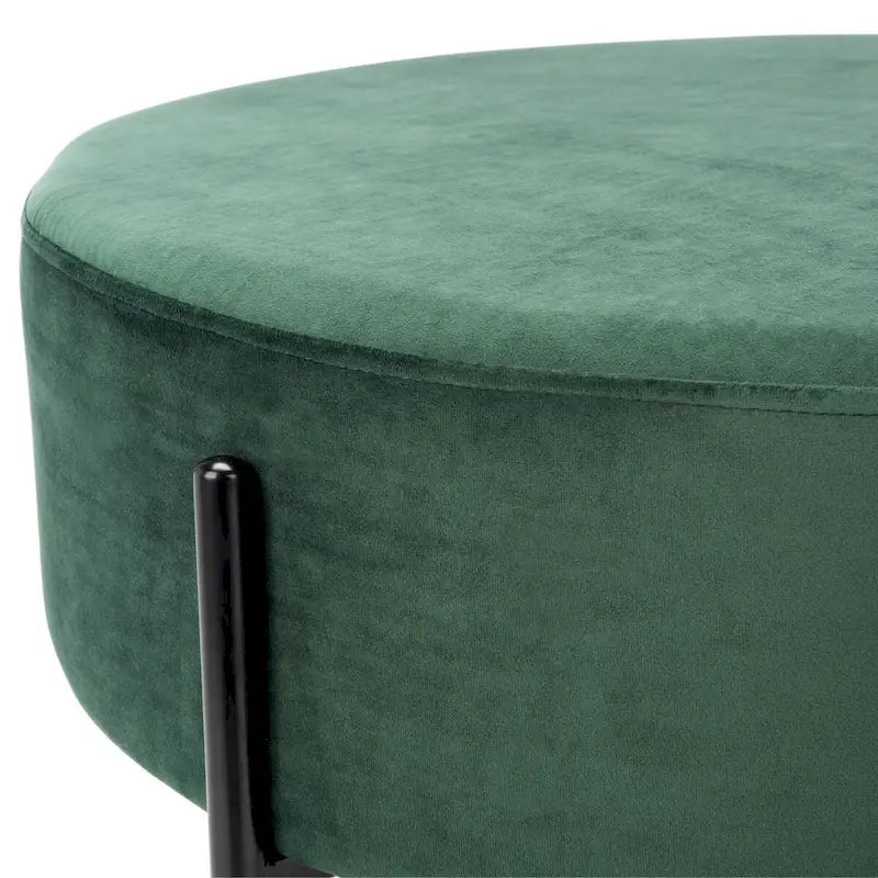 SAFAVIEH Shianne Round Velvet Cocktail Ottoman 16