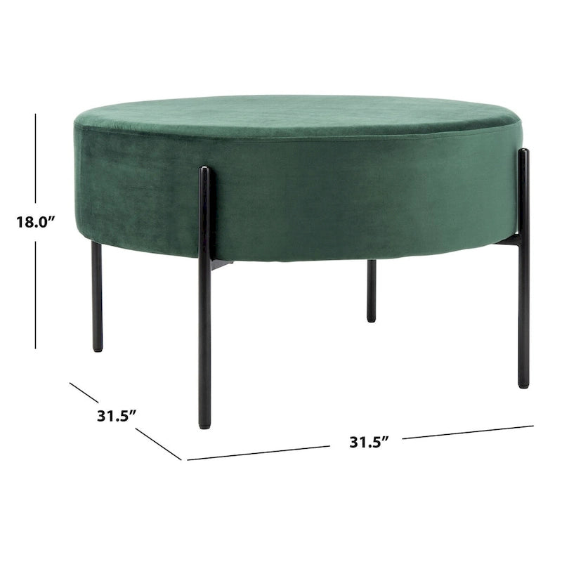 SAFAVIEH Shianne Round Velvet Cocktail Ottoman 17