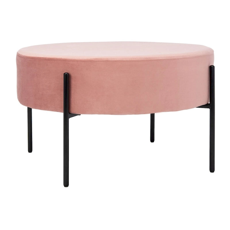 SAFAVIEH Shianne Round Velvet Cocktail Ottoman 19