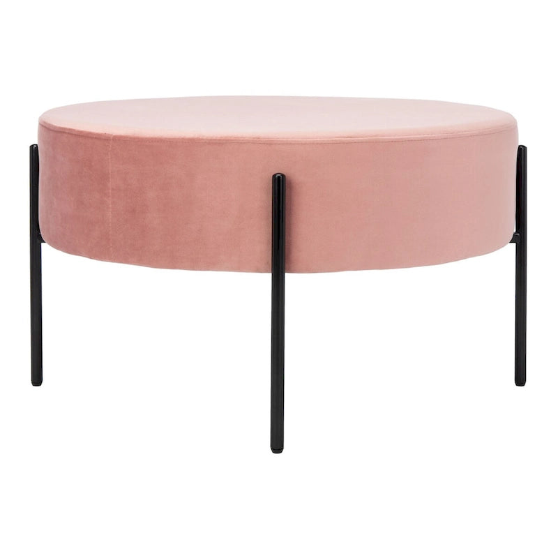 SAFAVIEH Shianne Round Velvet Cocktail Ottoman 20