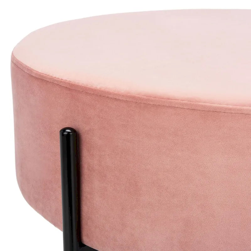 SAFAVIEH Shianne Round Velvet Cocktail Ottoman 22