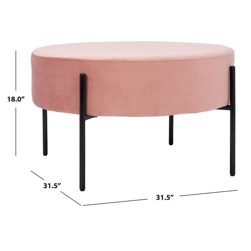SAFAVIEH Shianne Round Velvet Cocktail Ottoman 23