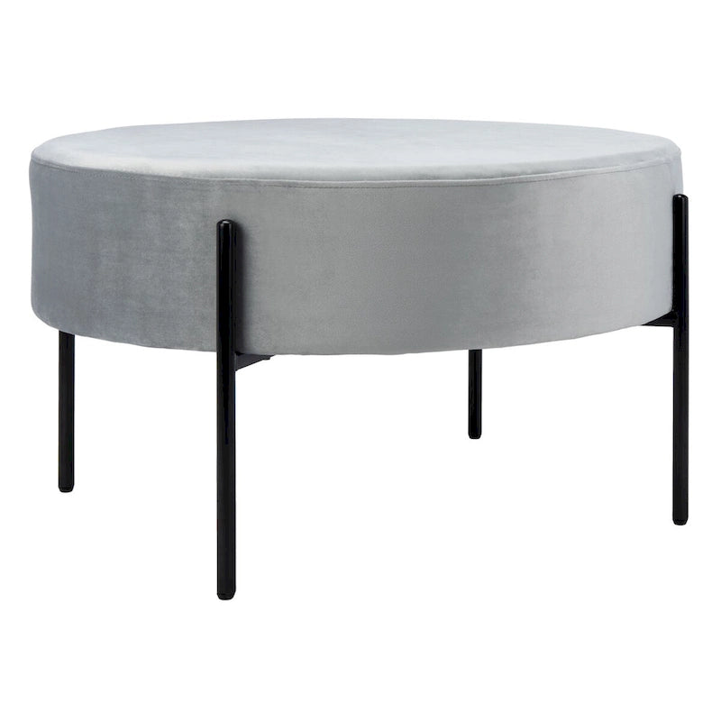 SAFAVIEH Shianne Round Velvet Cocktail Ottoman 25