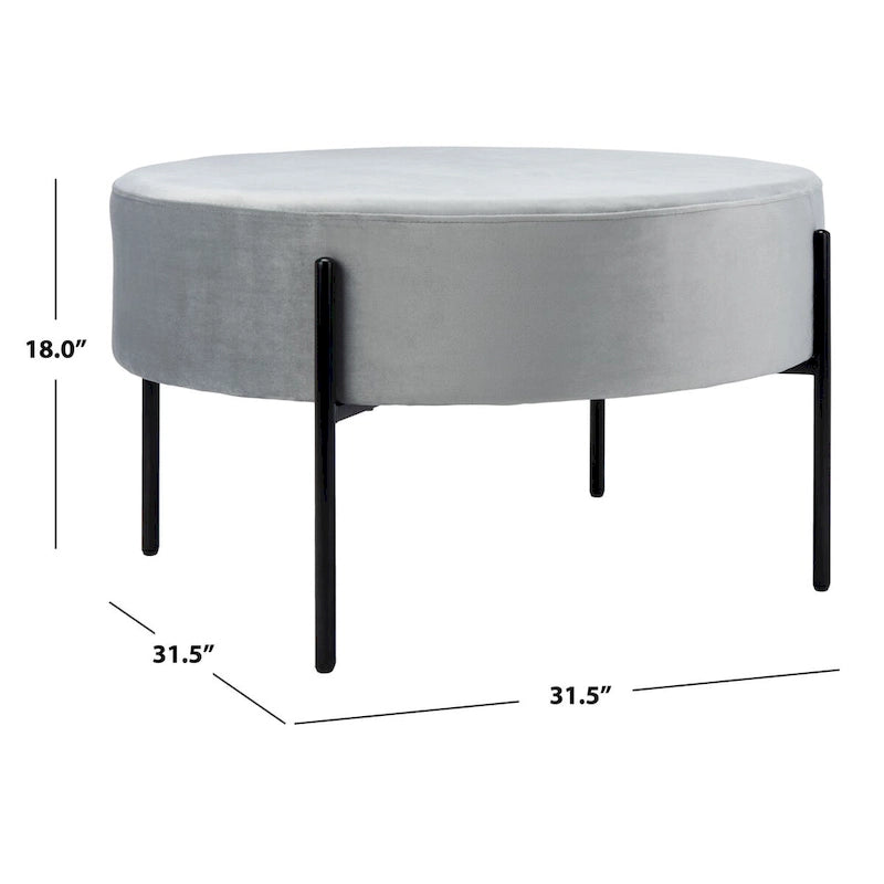 SAFAVIEH Shianne Round Velvet Cocktail Ottoman 29