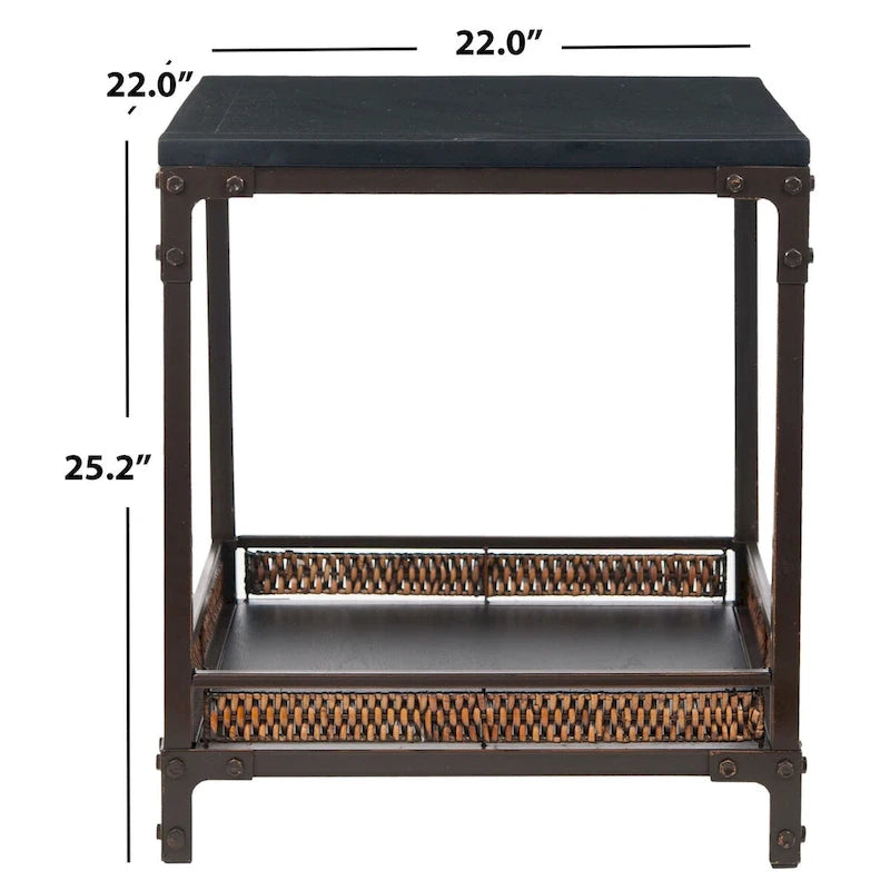 SAFAVIEH Jindra Tavolino in vimini con piano in legno - 22 x 22 x 25.2 - 22Lx22Px25A 3