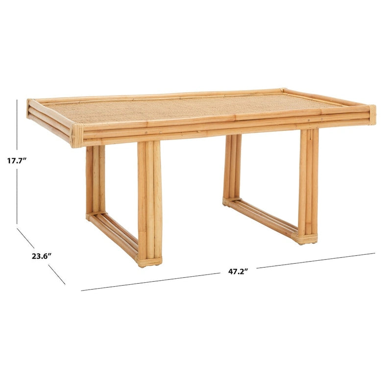 SAFAVIEH Gerdhilde Tropical Boho Coastal Rattan Rectangle Coffee Table - 47 In. W x 24 In. D x 18 In. H - 47Wx24Dx18H 4