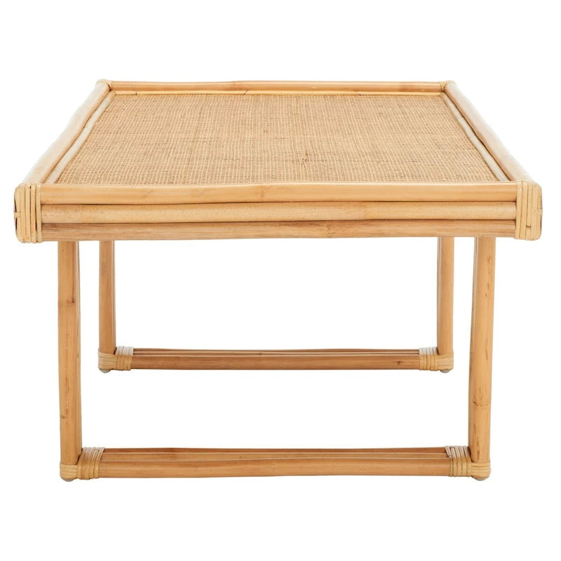 SAFAVIEH Gerdhilde Tropical Boho Coastal Rattan Rectangle Coffee Table - 47 In. W x 24 In. D x 18 In. H - 47Wx24Dx18H 7