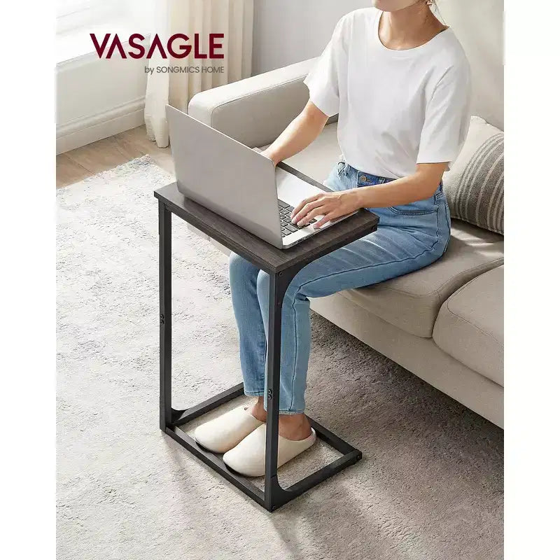 VASAGLE C-Shaped End Table Side Table Couch Table Small TV Tray Table for Living Room Bedroom