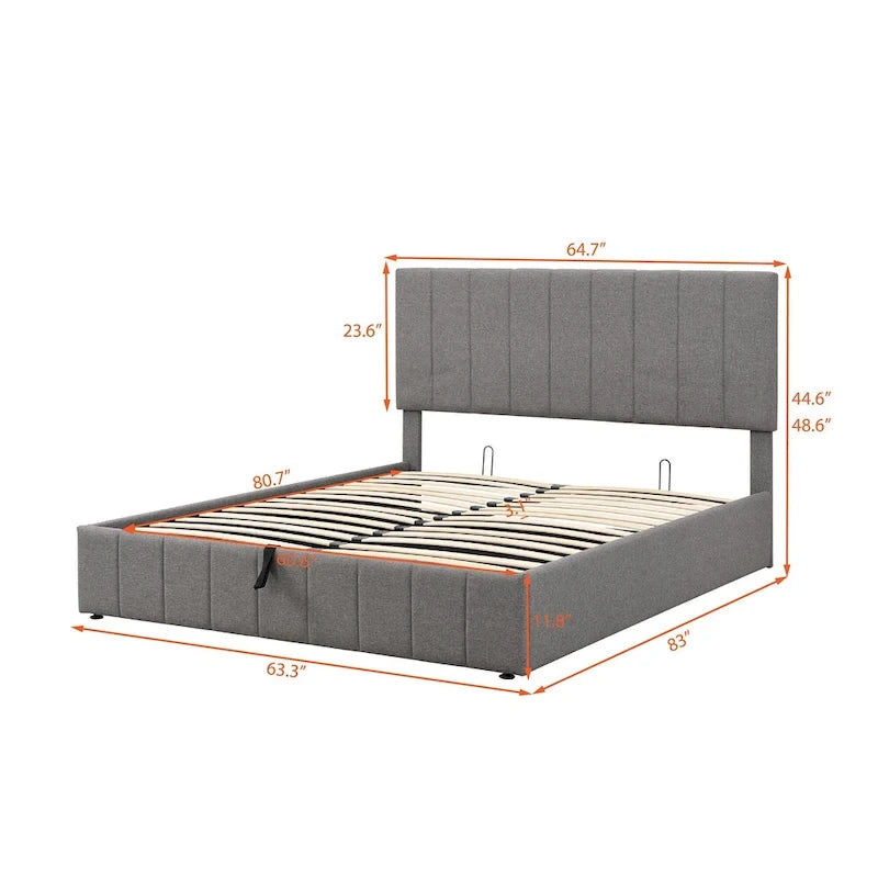 Full/Queen Upholstered Platform Bed with Lift Up Storage 11